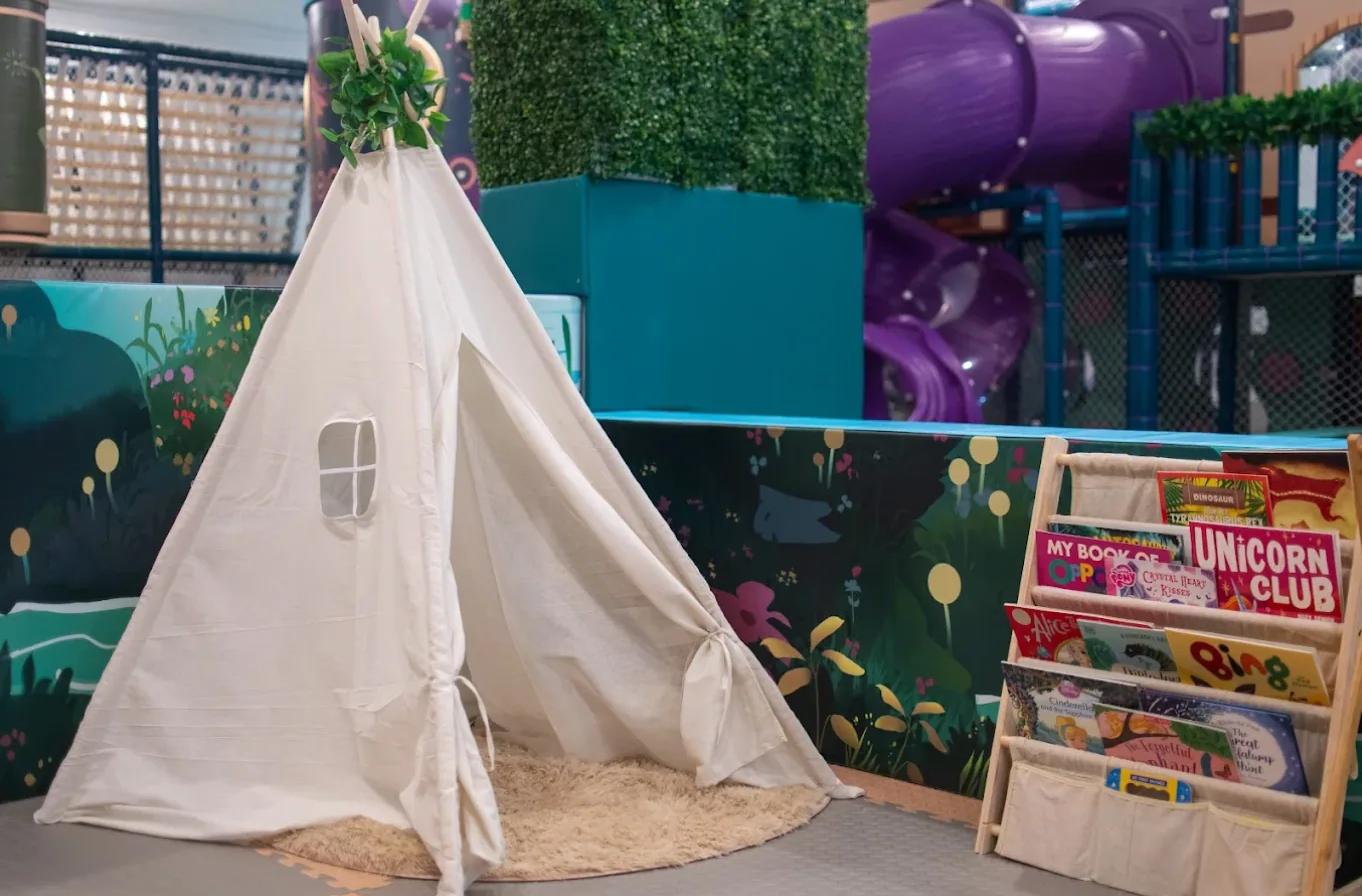 Cosy teepee reading corner at Play Kingdoms